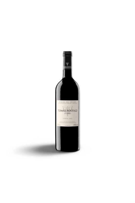 botella de vino de tomas postigo, 5º año, 2020, magnum, ribera del duero, vino tinto