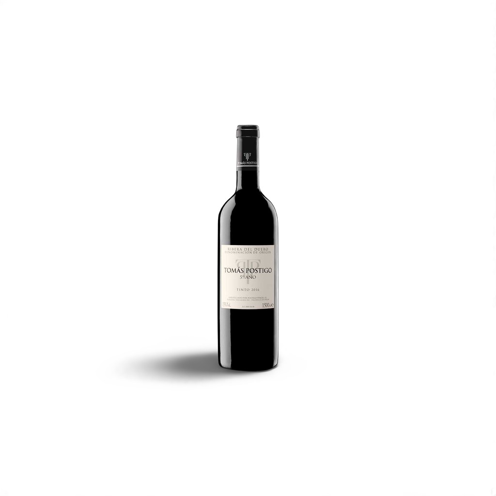 botella de vino de tomas postigo, 5º año, 2020, magnum, ribera del duero, vino tinto